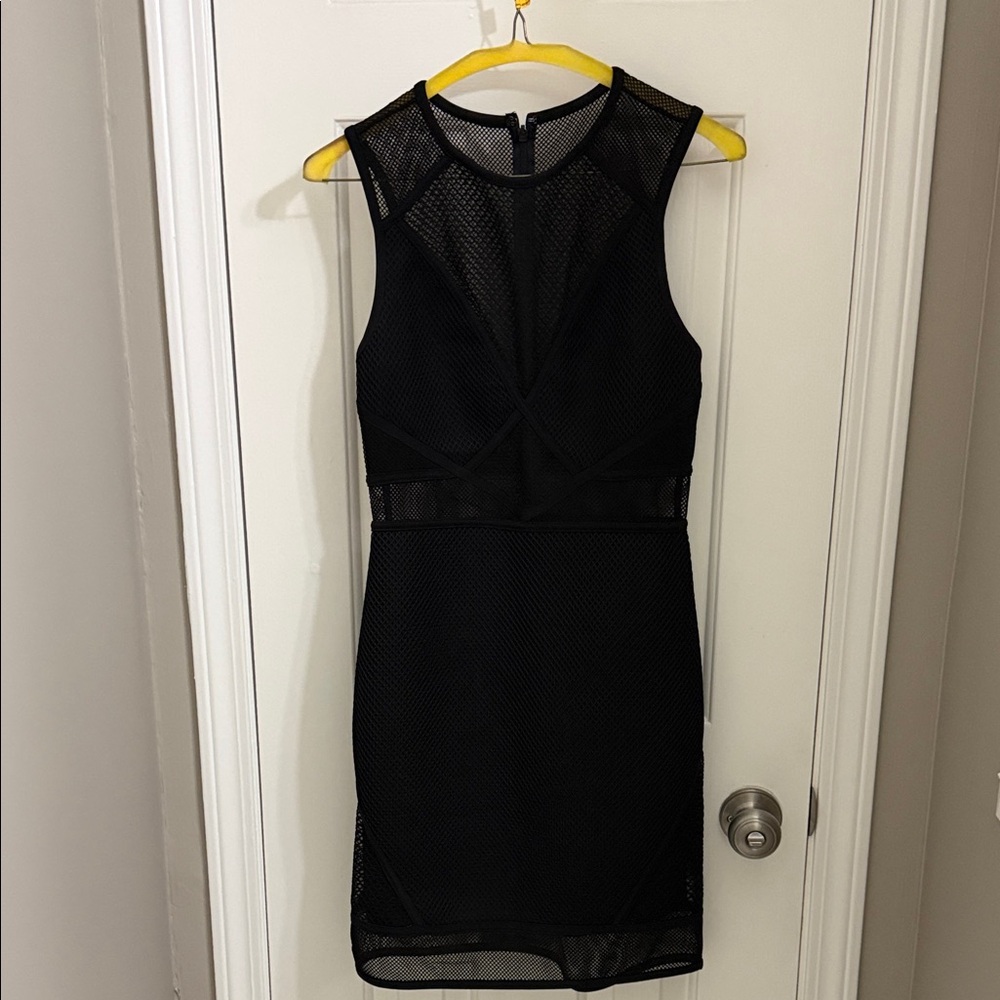 Express Black Sleeveless Mesh Cut Out Mini Dress